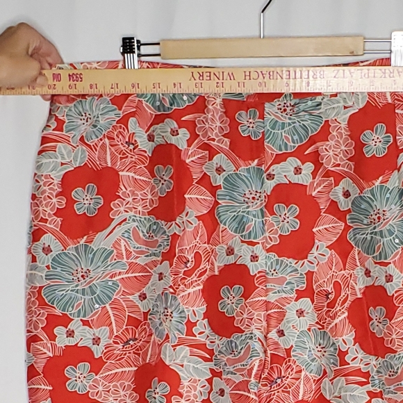 Adrianna Papell Silk Beaded Pants Women 20W Red Blue Floral Pocket Zip Vtg Party - Picture 7 of 12